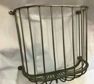Rare Antique Nickel - Plated Brass (1890 - 1910) Victorian " Dirty " Towel Basket