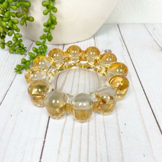 Vintage Mid Century Boopie Bubble Ball Amber/gold/yellow Glass Ashtray Mcm