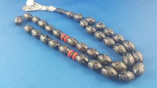 Yusr Black Coral Worry Prayer Beads Tasbih Masbaha Rosary Antique Vintage Y4