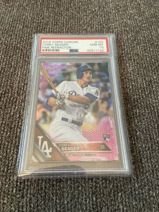 Corey Seager 2016 Topps Chrome Pink Refractor 150 Psa 10 Rookie Card