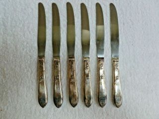 6 Rosemary 1919 Pattern Wm Rogers England Silver Plate 9 " Dinner Knives Vtg