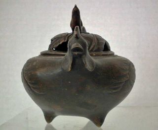 Antique Chinese Qing Dynasty Bronze Incense Burner Censer 3