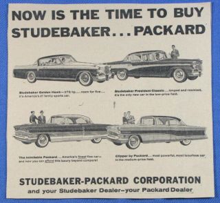 Vintage 1956 Packard Clipper Custom Sedan Car Newspaper Print Ad