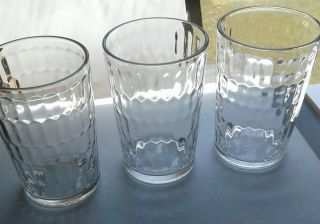 Vintage 3 American Snuff Jars Drinking Glasses Honeycomb Pattern 4 " X 2 - 3/4 "