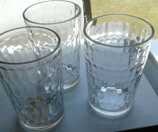 Vintage 3 American Snuff Jars Drinking Glasses Honeycomb pattern 4 