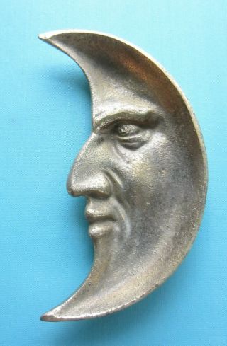 Vintage Brass Crescent Moon Face Ash Tray Or Trinket Dish