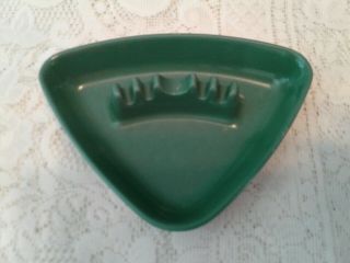 Vintage Mid Century Ges - Line Delta Wing Triangle Melamine Ashtray Green