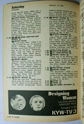TV Guide Aug 1971 Bonanza cover/Dan Blocker/David Cassidy/Carpenters/Phila.  ed. 3