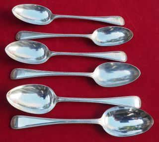 Six Antique Victorian Sterling Silver Table/serving Spoons C19th London 517g