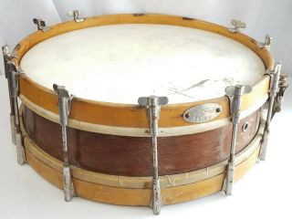 Antique Vintage Snare Drum Wood C.  G.  Conn Old 14 " Neat