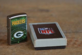 Zippo Street Chrome Lighter With Green Bay Packers Open Box