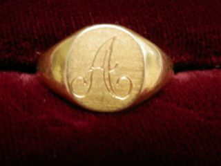 Initial Ring Engraved A 0k Gold Filled Small Size 5 1/2 Old Vintage
