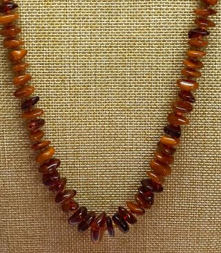 Vintage Amber Chip Bead Necklace 26.  2 Grams 8/83
