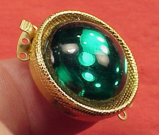 Vintage 26mm Necklace Clasp Connector 3 Str Emerald Cabachon High Art Deco