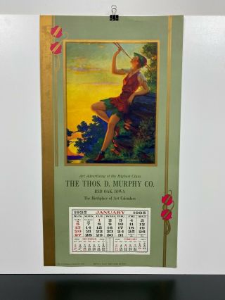 Vintage 1935 Peter Pan Pin - Up Girl Salesman Sample Calendar Poster Art
