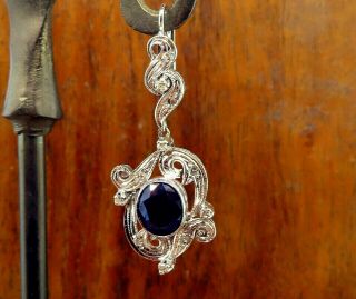 Vintage palladium ART DECO ANTIQUE SAPPHIRE DIAMOND FILIGREE CHANDELIER earrings 2