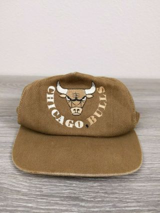Vintage Chicago Bulls Nba Snapback Hat Cap Brown