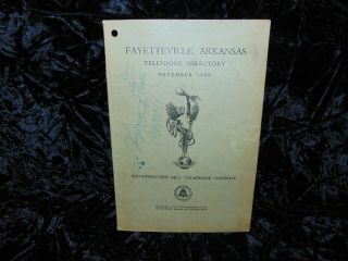 Vintage 1950 Fayetteville Arkansas Southwestern Bell Telephone Directory Book