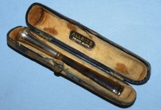 Antique Cigarette Holder (silver Handle) Cased - Very Fine - 80 Mm