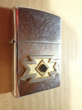 Vintage 1999 Zippo Lighter Front Emblem Gold And Jewel