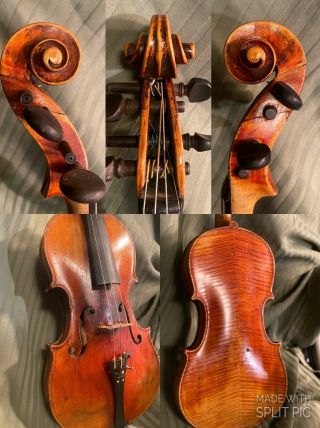 Antique Violin Old Tonewood With Case And Bow 4/4
