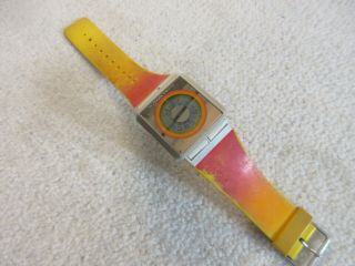 Vintage Casio Film Watch Fs - 02.  Round Dial With Animation.  Data Bank.  Yellow