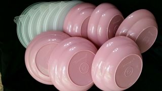 Vintage Tupperware Cereal Bowls 155 6 Bowls W/ 6 Lids Pretty In Pink