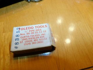 Vintage - Toledo - Dies - Inserts - Cutters 1/2 " For 00 - 30 - 31 - 11 & 12 Dies Pipe Threader