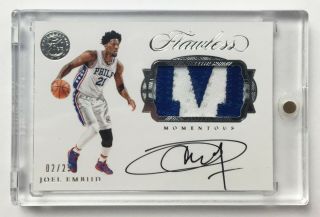 Joel Embiid 2016 - 17 Flawless Autograph Game Jersey Nameplate Patch 02/25