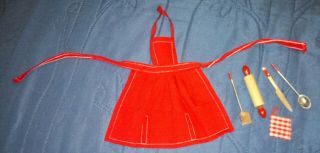 Barbie Doll Fashion Pak Red Apron With Utensils Vintage 1960 