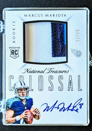 2015 National Treasures Marcus Mariota Auto 3 Color Patch Colossal Rpa Rc /15