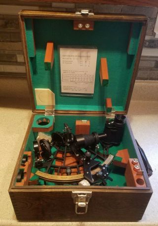 Vintage Simex Mariner Sextant In Case W/ Certificate Marine Navigation