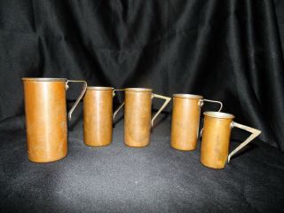 5 Vintage Assorted Copper Measuring Cups