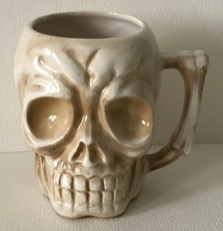 Vintage Orchids Of Hawaii Halloween Skull Scary Tiki Drink Mug Made In Japan