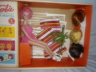 Vintage 1964 Miss Barbie With Lawn Swing And Accessories Iob