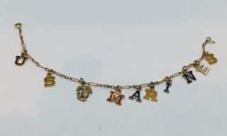 Antique 10k Yellow Gold Enamel World War 2 Wwii Us Marines Sweetheart Bracelet
