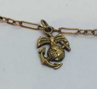Antique 10k Yellow Gold Enamel World War 2 WWII US Marines Sweetheart Bracelet 3