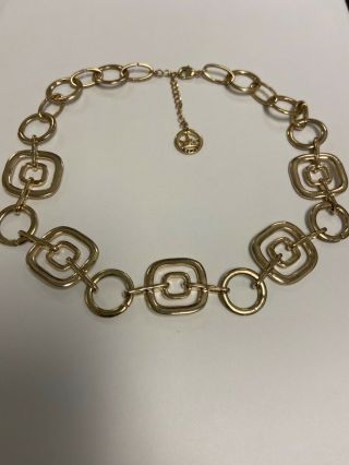 Awesome Modernist Vtg Designer Signed Crown Trifari Gold Tone Collar Necklace