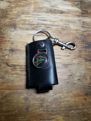 Vintage Salem Cigarette Lighter Leather Keychain Holder Collectible Promo