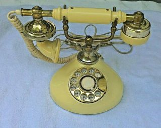 A Vintage French Victorian Style Rotary Dial Telephone Cream Brass