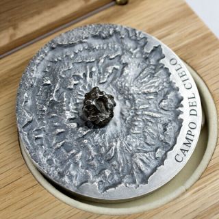 Campo Del Cielo Meteorite Art Antique Finish Silver Coin Cfa Republic Chad 2018