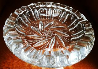 Vintage Heavy Crystal Cigar Ashtray Cut And Pressed
