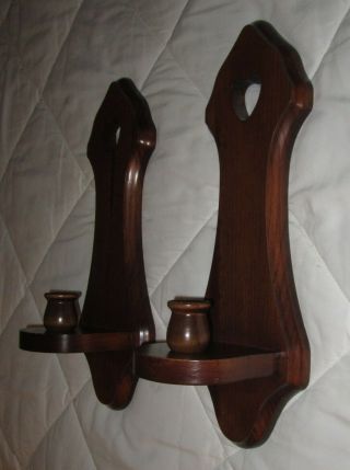 Set Of 2=vintage Homco Wooden Wall Candle Sconces 15 " High W/hearts