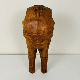 Vintage Mid - Century Modern Hand Carved Wood Sculpture 16 " Pop Art Man In Suit