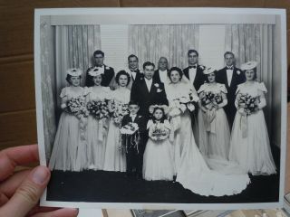 11 VTG 1920 ' S STUDIO BRIDE & GROOM WEDDING PARTY PHOTOGRAPHS IN CARDBOARD FRAMES 2