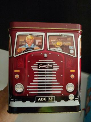 Vintage BROWN BAG COOKIE ART Advertising TIN Can Litho BOX 1950 ' s Truck CANISTER 2