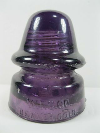 Deep Purple W.  F.  G.  Co.  Denver Co Petticoat Vintage Glass Signal Insulator
