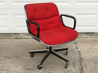 Authentic Knoll Charles Pollock Mid Century Modern Chair 5 - Star Base - Red