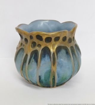 Antique Artist Signed Amphora Turn Teplitz Austrian Art Nouveau Pottery Vase Nor