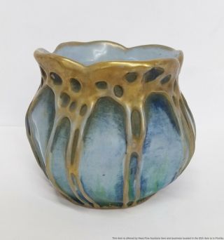 Antique Artist Signed Amphora Turn Teplitz Austrian Art Nouveau Pottery Vase NoR 3